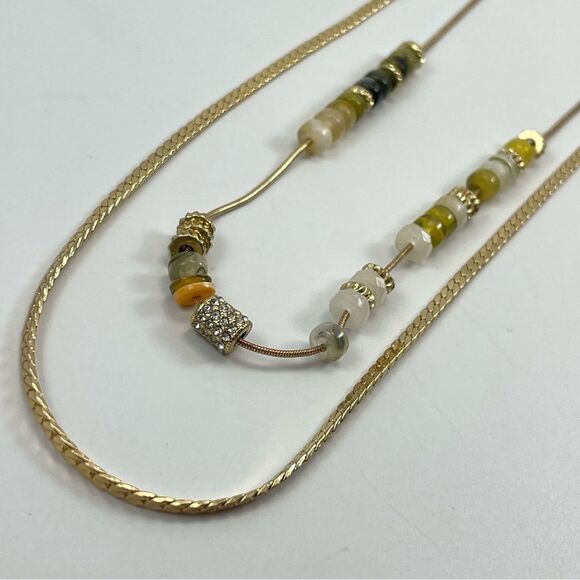 Express Gold Tone and Pink Bead 18 Inch 2 Strand Necklace | eBay Cute Express Gold Tone 2 Layer Glass Gold Tone Beaded Trendy Necklace